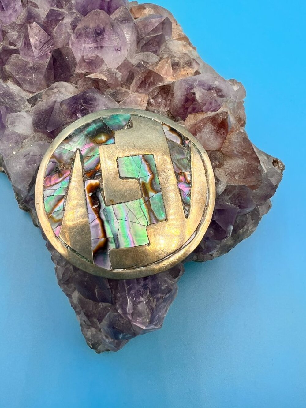 Alpaca Abalone. Pendant/Brooch